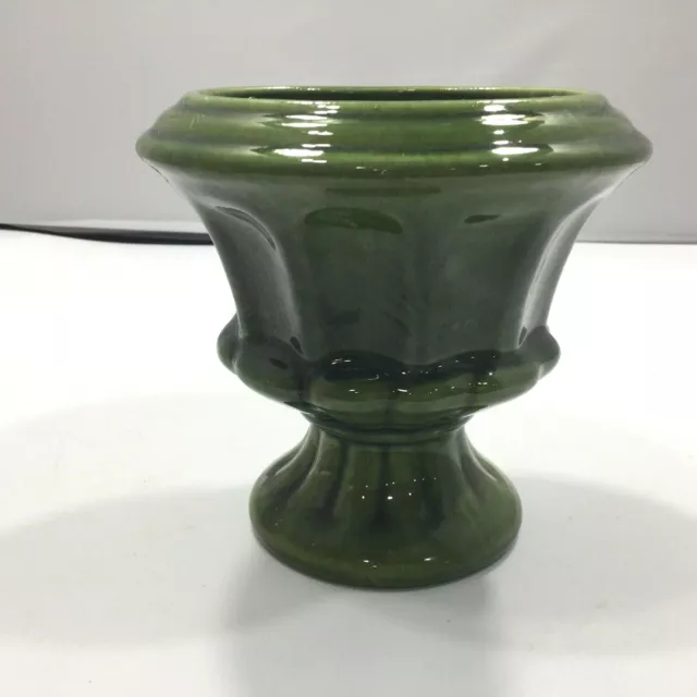 Vintage Haeger Pottery Urn Planter Dark Green Panelled Pedestal