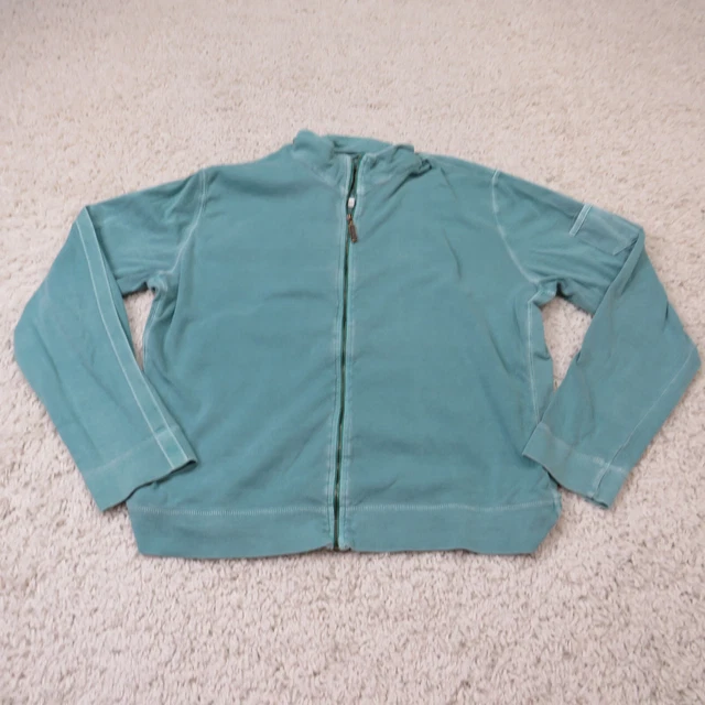 LL Bean Jacket Womens Large Green Cotton Light Weight Long Sleeve Full Zip Coat