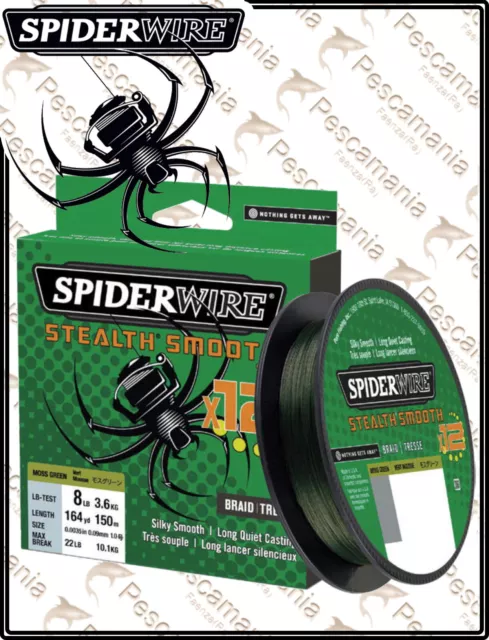 Tressé Spiderwire Stealth Smooth X12 Vert Multifibre 165 Yards - 150mt