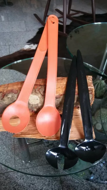 Groovy vintage  Salatbestecke 2 TUPPERWARE 🍅 Mediterano orange, Eleganzia schw.