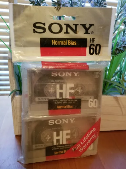(2) Sony HF Hi-Fi Recording Type I Normal Bias Blank Cassette Tapes 60 Min. NEW