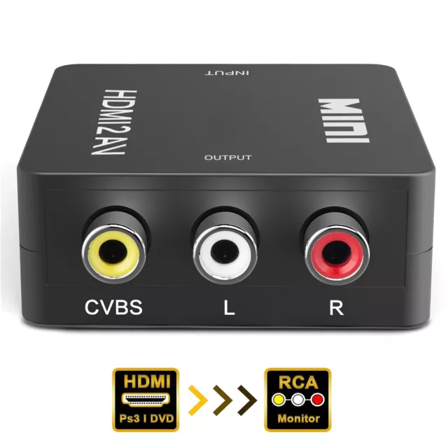 HDMI to AV 3 RCA Composite Converter 480P/480i NTSC/PAL TV Format Output for PS4