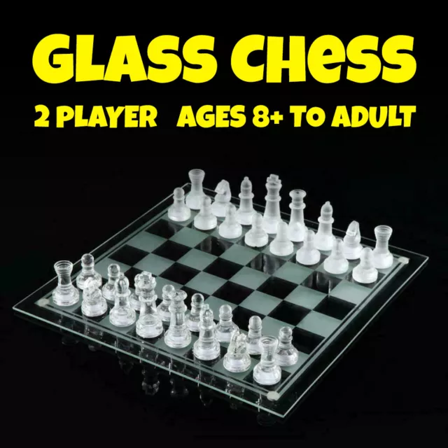 32pcs Glass Chess Set Frosted Board Game Elegant Crystal Queen's Gambit Display