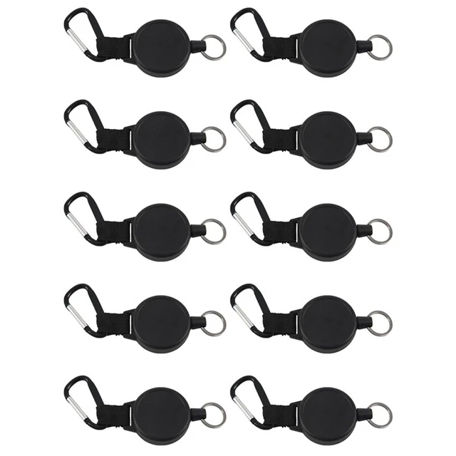 10X Heavy Duty Retractable Key Chain & Badge Reel Holder Carabiner Clip - SwR9W3