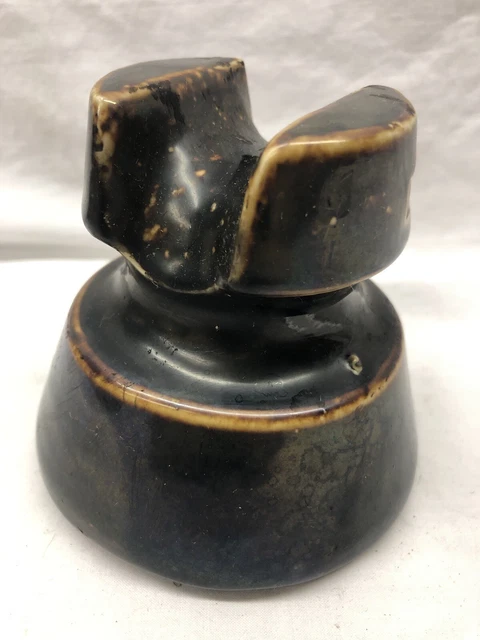 Vintage Cook Brown Ceramic Porcelain Glazed Electric Insulator