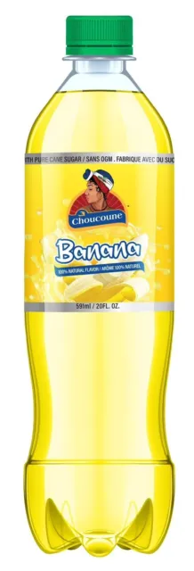 Choucoune Kola Banana Flavor Soda Beverages Bottle Soft Drinks, Non GMO, 11 Pack