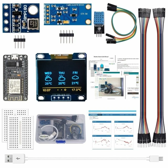 ESP8266 WEATHER STATION Kit With Temperature Pressure Light Sensor 0.96