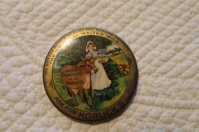Taschenspiegel / Pocket Mirror Celluliod Reklame Horlick´s Milk