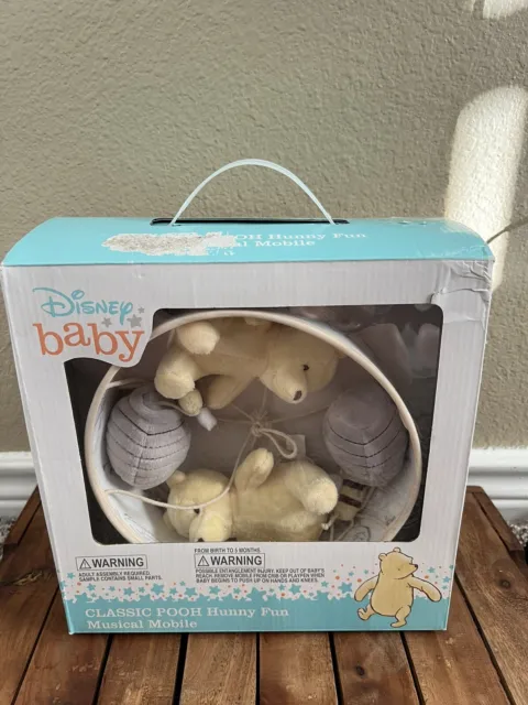 Disney Baby Classic Pooh Hunny Fun Musical Mobile Bees Beehives Damaged Box