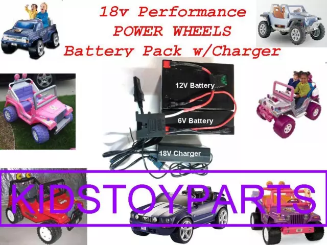 18V Volt Battery Charger Kit for 12v Power Wheels Jeeps & Trucks LONGER RUNTIME!