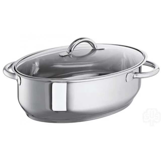 Schulte Ufer Sichtbräter 30cm 5 Liter SUS Bräter mit Glasdeckel Induktion silber