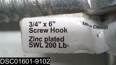 QTY=9: N130-179 National Hardware Zinc Plated 3/4" X 6" Screw Hook 2