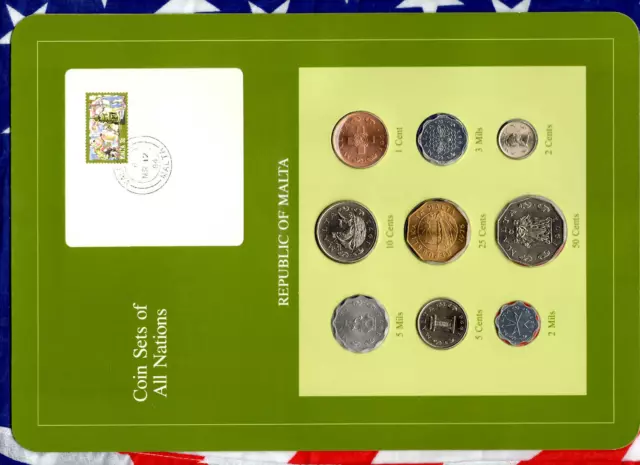 Coin Sets of All Nations Malta 1972-1982 2 & 3 Mils 1982 UNC 2 cent 1982