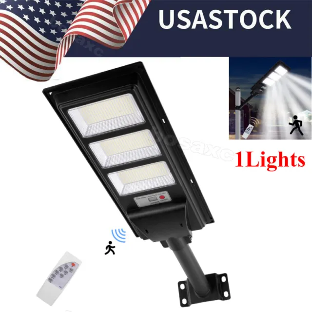 1260W Commercial LED Outdoor Dusk to Dawn Solar Street Light + Pole Road Lamp
