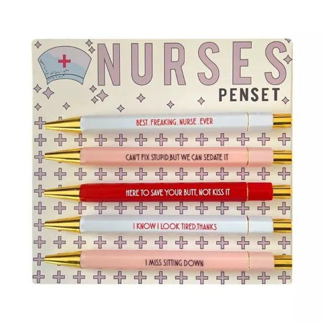 5Pcs/set Funny Pens Student Ballpoint Pen Set Swear Word Daily Pen Sets Nurses