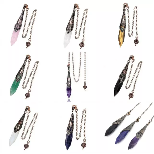 Natural Gems Faceted Healing Crystal Quartz Chakra Reiki Stone Pendulum Pendants