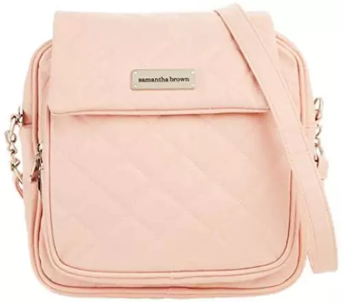 Samantha Brown RFID Protected Quilted Crossbody Bag - Blush