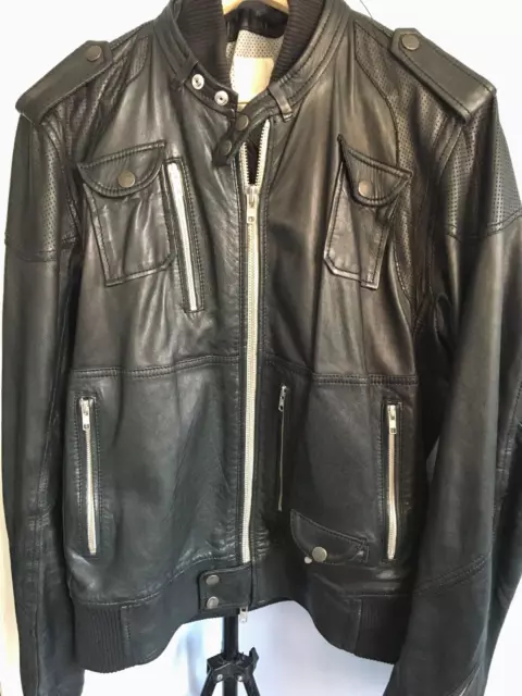 DIESEL mens cafe racer style leather biker jacket coat