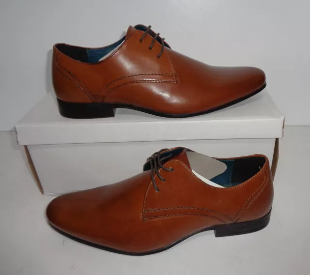 Mens Tan Leather Shoes New Formal Lace Up Derby Wedding Office Dress UK Size 7