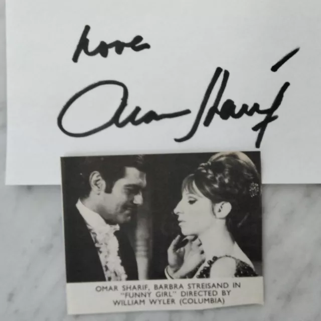 Omar Sharif SIGNED Card Movie Actor Funny Girl Doctor Zhivago Lawrence of Arabia