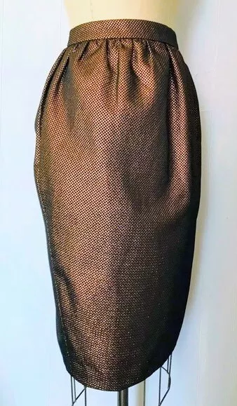 ASOS  Womens Copper Black Metallic Honeycomb Tweed Pegged MIdi Skirt 12 NWT 2