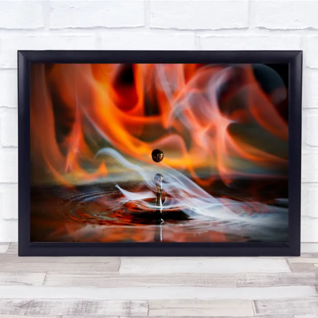 Burning Drop Fire Splash ripple Wall Art Print