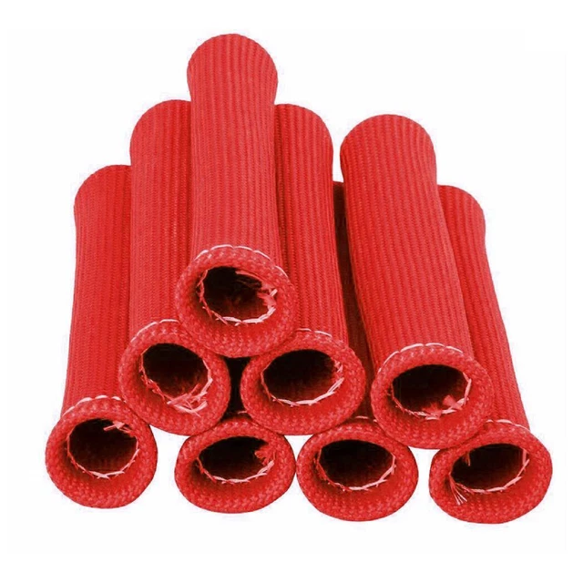 8*Fiber Spark Plug Wire Sheath Wire Boots Sleeve Heat Shield Cover For SBC BBC