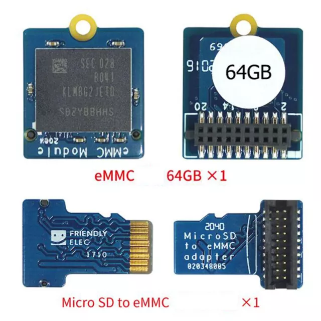 8GB/16GB/32GB/64GB Flash Memory eMMC Module Adapter Kit for Nanopi M4 NEO4 M4 V2