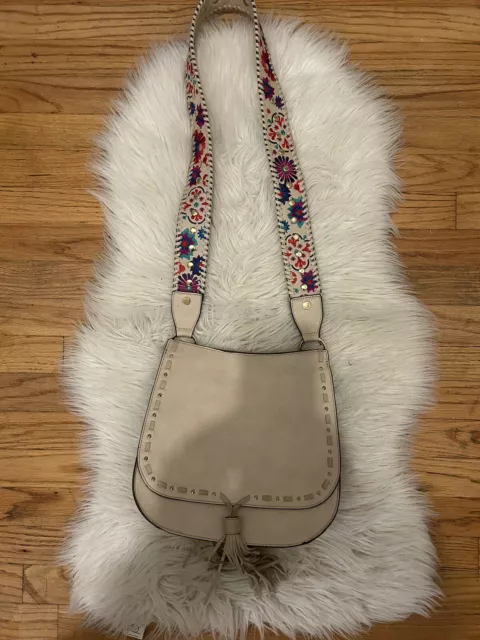 Steve Madden Bswiss Vegan Leather Saddle Bag With Floral Guitar Strap