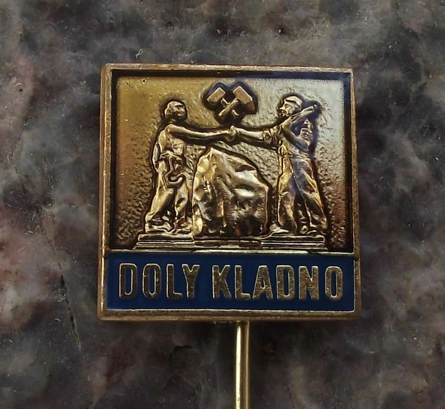 Czech Coal Mines Kladno Mining Brotherhood Miners Crossed Hammers Logo Pin Badge
