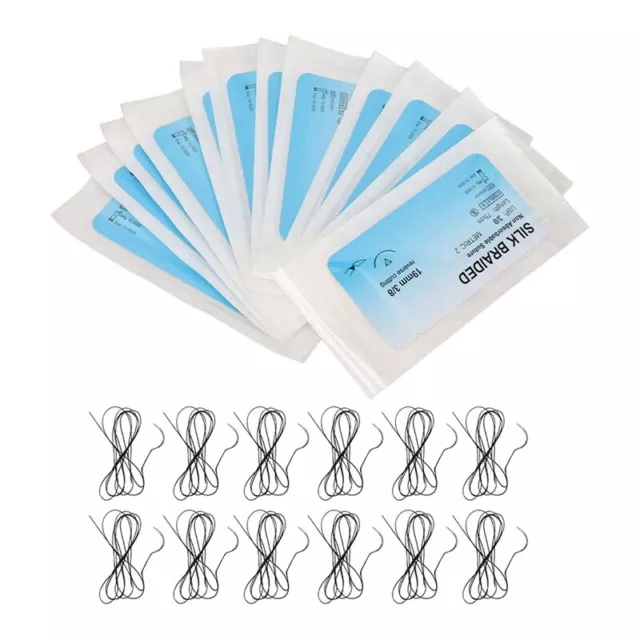 12Pcs Suture Set, Silk Thread Suturing Kit with CurvedNeedle Wound Suture7969