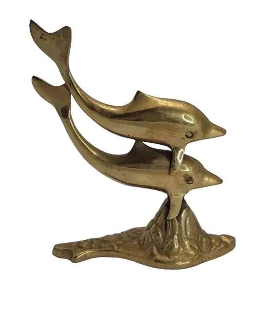 Vintage Brass Dolphin Swimming