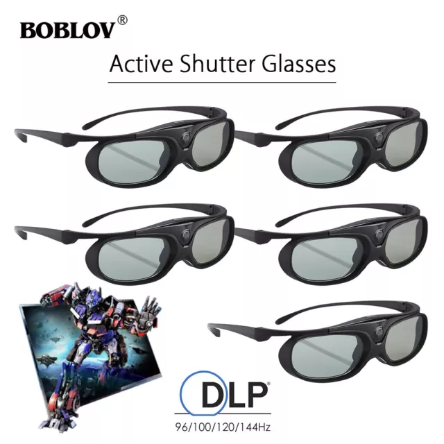 5x 3D Active Shutter 3D Glasses DLP-Link USB Rechargable For BenQ Acer Sony DELL