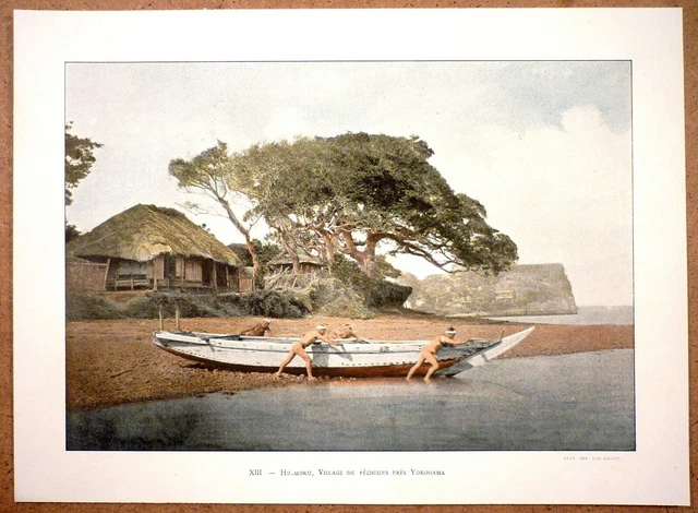 HONMOKU. VILLAGE DE PÊCHEURS PRÈS DE YOKOHAMA  AU JAPON - Photochromie fin 19ème