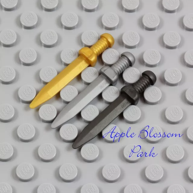 LEGO Minifig Lot/3 ROMAN SWORD Dark Gray Silver Gold Short Gladius Castle Weapon