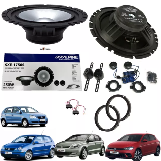 Kit 4 Casse Altoparlanti Alpine Anteriori Woofer+Tweeter per VW Polo 6N 6R