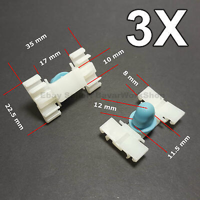 3X Door Fender Moulding Clips Retainers with Rubber Caps for BMW E36 E46
