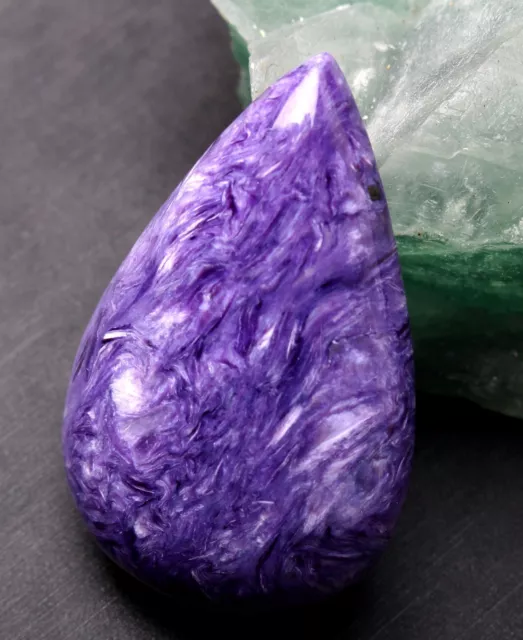 25.3g Genuine Natural Purple Charoite Gemstone Water Drop Lady Pendant AAAA