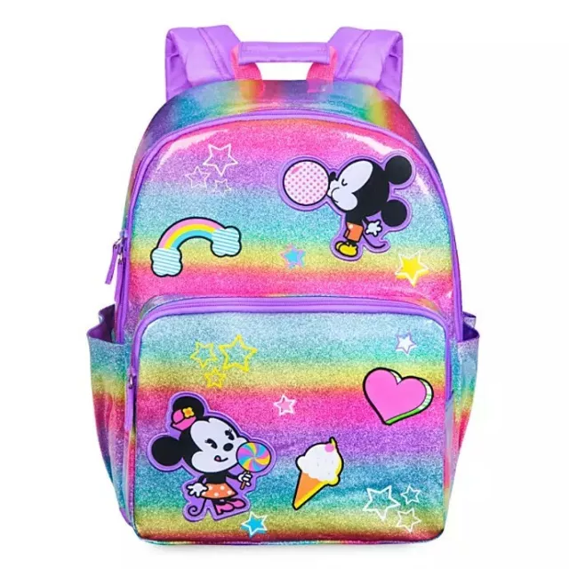 Disney Store Mickey & Minnie Mouse Rainbow Backpack 16" Tote School Bag NEW