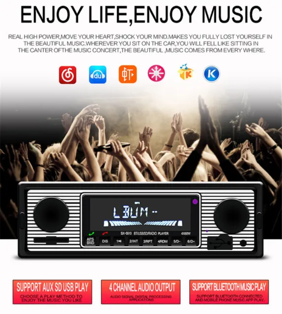 Reproductor estéreo de radio USB/SD/FM/WMA/MP3/WAV de audio Bluetooth para automóvil de 4 canales 3