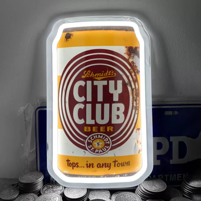 Pchmidt's City Club Beer Neon Sign Pub Mall Store Mall Wall Poster LED 12"x7" H4