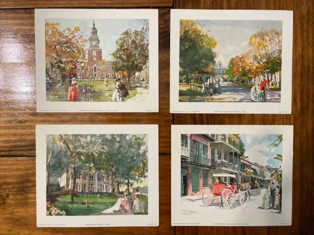Frameable Vintage Art Cards, 1956 C. C. Beall, Set of 4, Gallery Wall Art 4x6