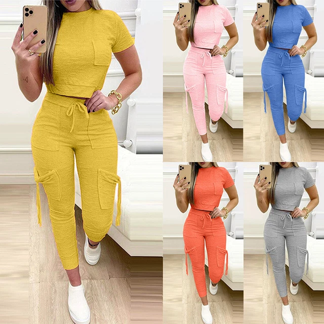 Top Corto da Donna Pantaloni Harem Sport Tuta Ginnastica Corsa Palestra Leggings