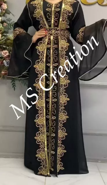 SALE New Black Fashion Moroccan Kaftan Abaya wedding Dress Fancy Long Gown 453