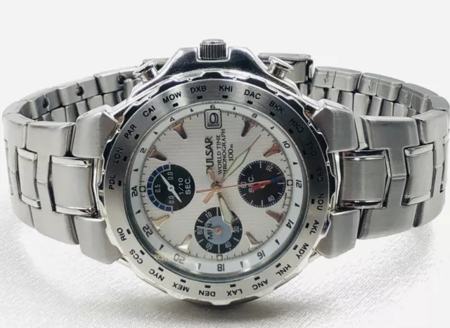 Pulsar Chronograph Herrenarmbanduhr World Time / 100 M 3