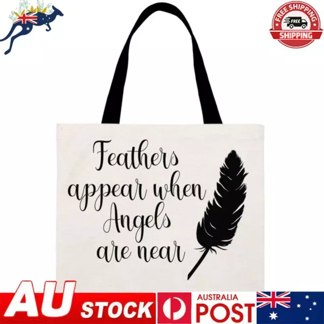 Feathers appear when Angels are near Printed Linen Bag