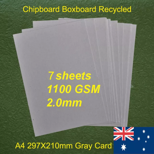 7 X A4 Chipboard Boxboard Cardboard Recycled Gray Card 1100gsm 2.0mm