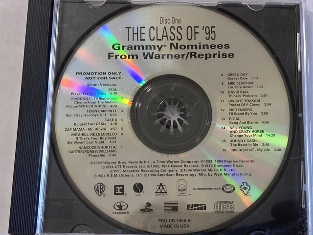 The Class Of 95 Grammy Nominees From Warner Reprise Promo CD PRO-CD-7450-R
