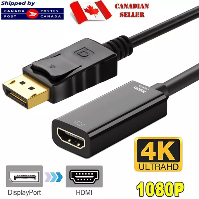 Convertidor adaptador de cable DisplayPort DP macho a HDMI hembra para PC 1080P HDTV