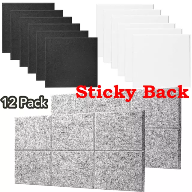 12x Acoustic Wall Panel Tiles Studio Sound Proofing Insulation Self Adhesive Pad